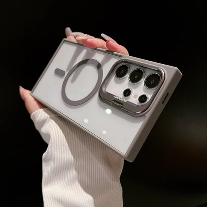 For Magsafe Hidden Holder Clear Case for Samsung Galaxy S25 S24 Ultra S22 plus S23 FE Shockproof Magnetic Wirelesss Charge Cover