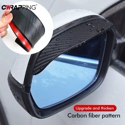 2-Pack Carbon Fiber Rearview Mirror Rain Shield and Sun Visor Cover for Enhanced Visibility and Protection