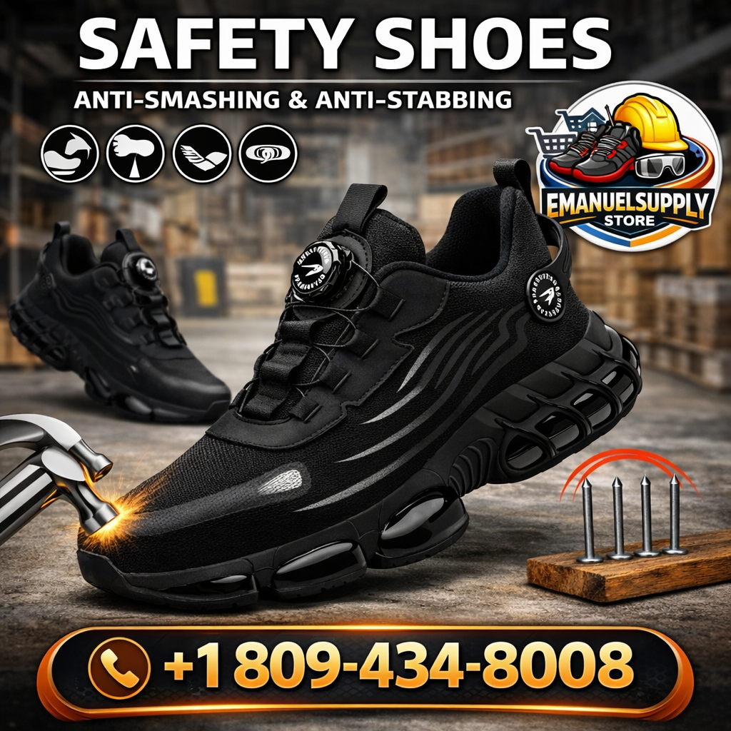 Zapatos de trabajo con puntera de acero para hombre, antideslizantes, duraderos contra el desgaste, ideales para la construcción y que brindan comodidad con transpirabilidad como zapatillas