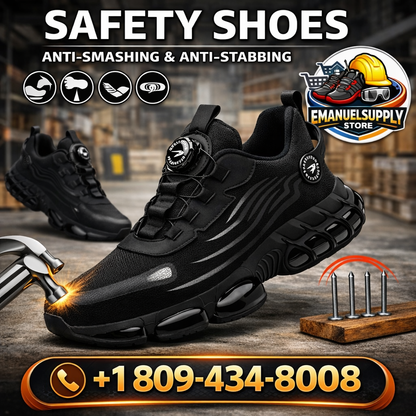 Zapatos de trabajo con puntera de acero para hombre, antideslizantes, duraderos contra el desgaste, ideales para la construcción y que brindan comodidad con transpirabilidad como zapatillas