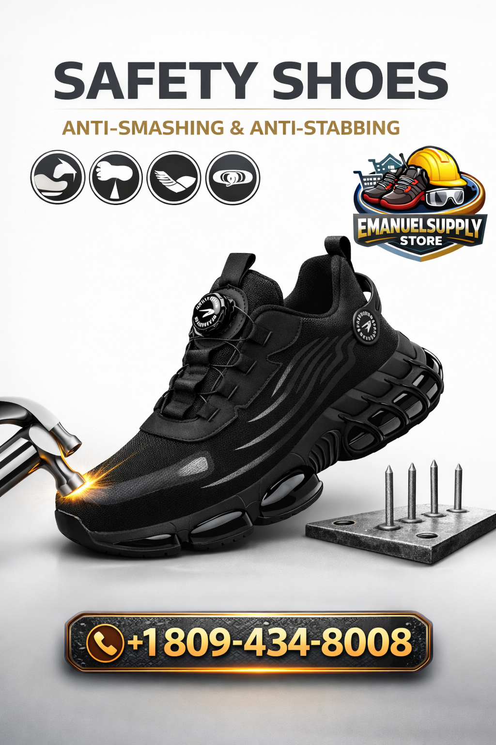 Zapatos de trabajo con puntera de acero para hombre, antideslizantes, duraderos contra el desgaste, ideales para la construcción y que brindan comodidad con transpirabilidad como zapatillas