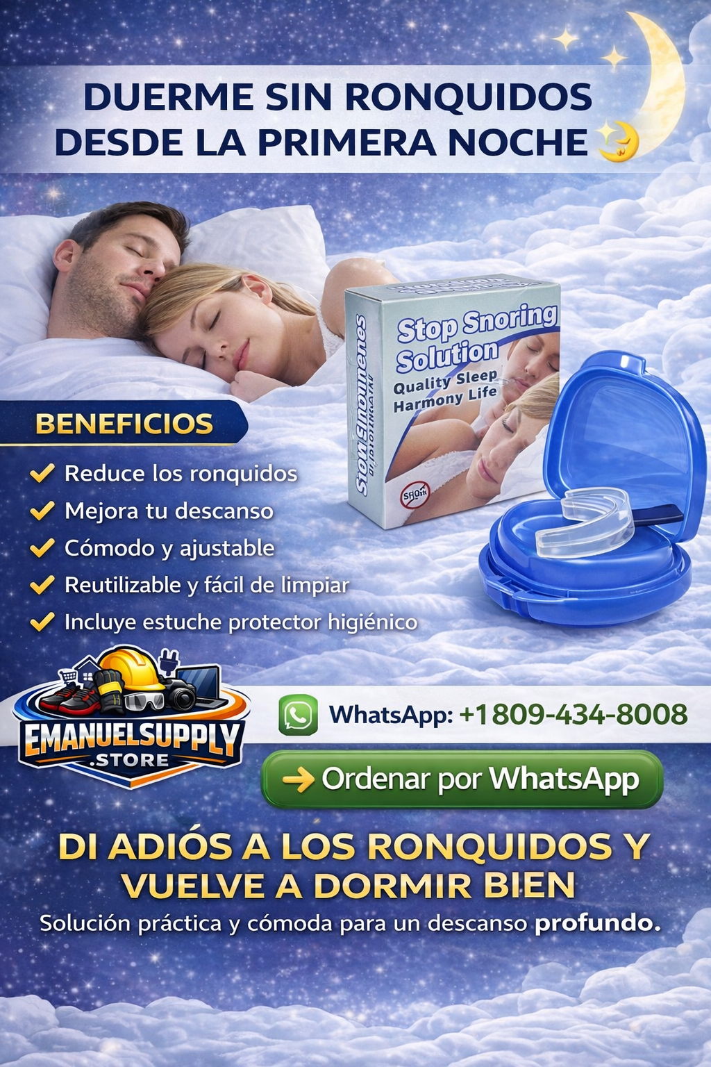 piezas de soportes y dispositivos antirronquidos para adultos - Avance mandibular ajustable, sin ronquidos, noche cómoda con diseño transpirable, sin efectos secundarios, ayuda para dormir para el tratamiento de CPAP y apnea del sueño.