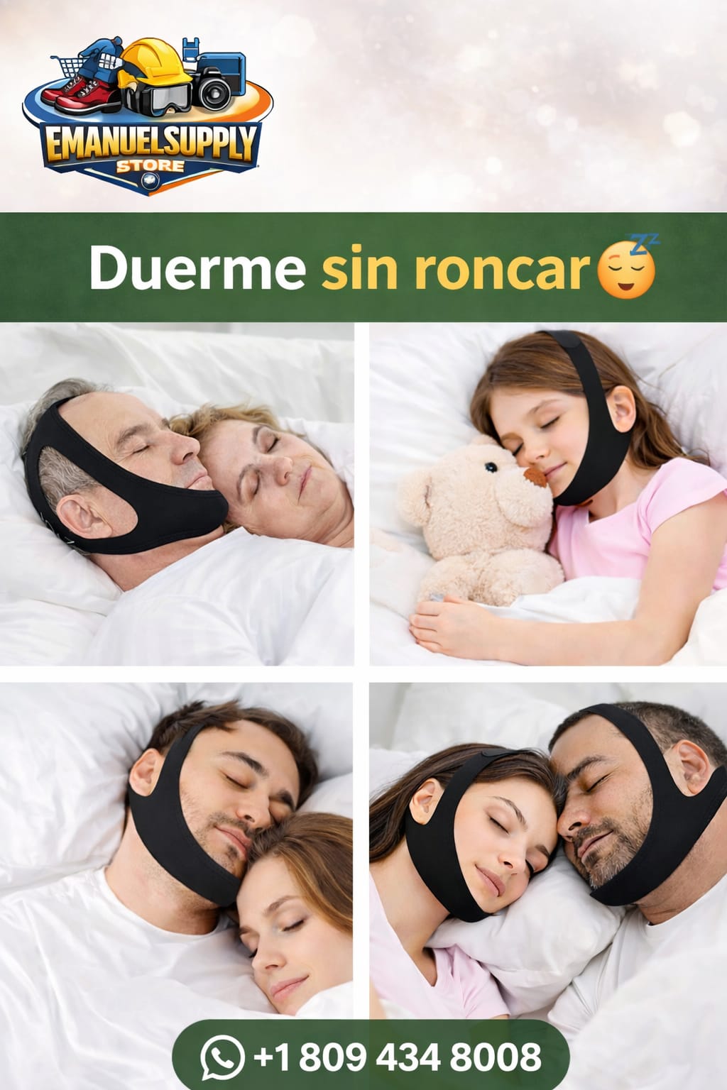 1 Protector Bucal Ajustable Antirronquidos, Correa de Soporte para Mandíbula Transpirable y Cómoda para la Prevención del Apnea del Sueño y Ronquidos