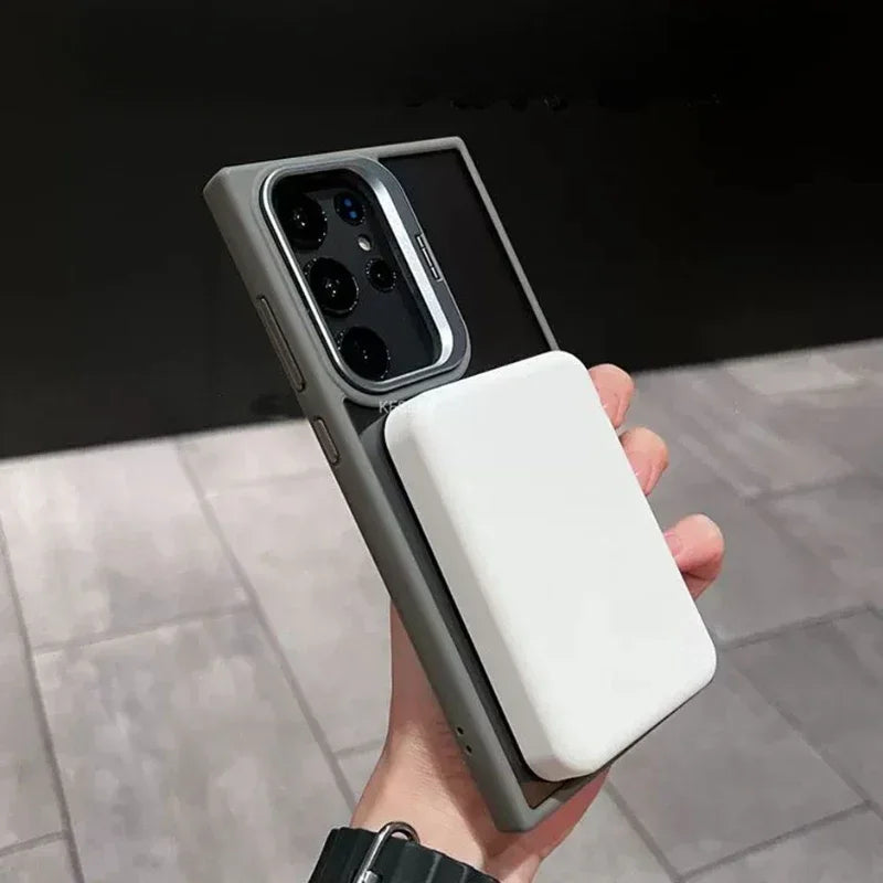 For Magsafe Hidden Holder Clear Case for Samsung Galaxy S25 S24 Ultra S22 plus S23 FE Shockproof Magnetic Wirelesss Charge Cover