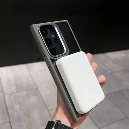 For Magsafe Hidden Holder Clear Case for Samsung Galaxy S25 S24 Ultra S22 plus S23 FE Shockproof Magnetic Wirelesss Charge Cover